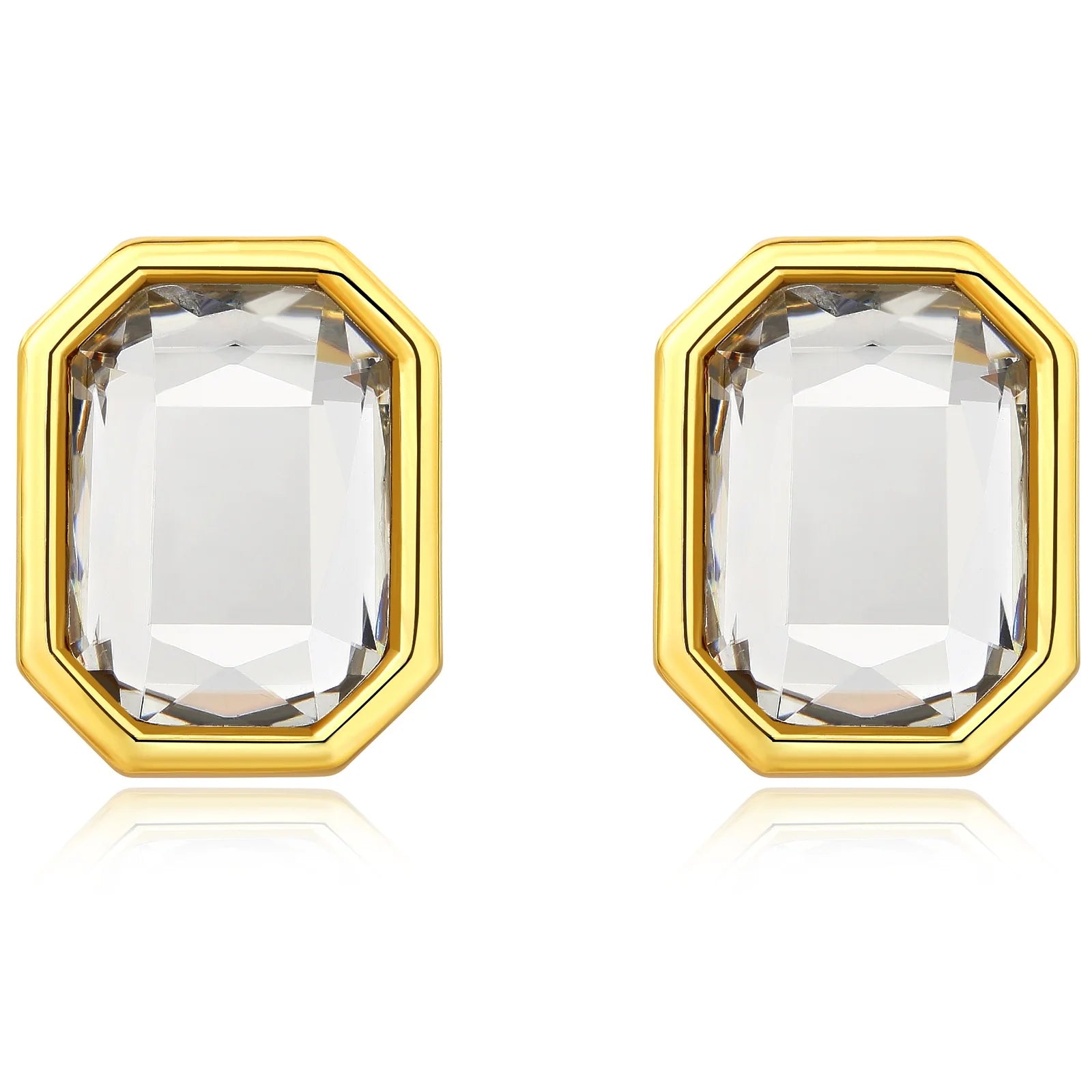 2022 New High-quality Jewelry Metal Gold-plated Engraved Logo Super Flash Crystal Square Diamond Earrings for  Women