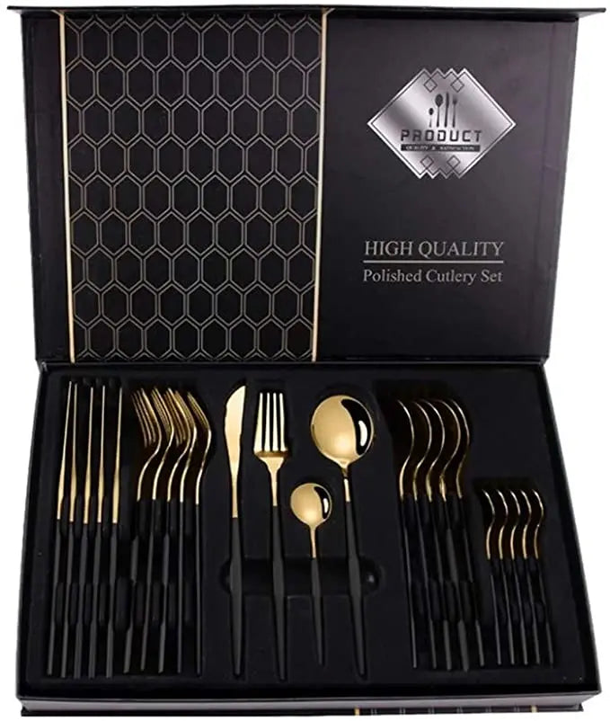 Western Kitchen Dinnerware Silverware Flatware Set Stainless Steel Flatware Set Cutlery Service for 6