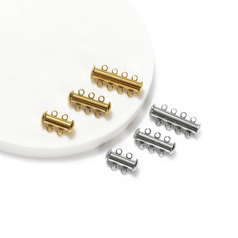 Dreamshow Stainless Steel Gold Silver Color Tarnish Free 2 3 4 Holes Bracelet Necklace DIY  Accessories Clasps