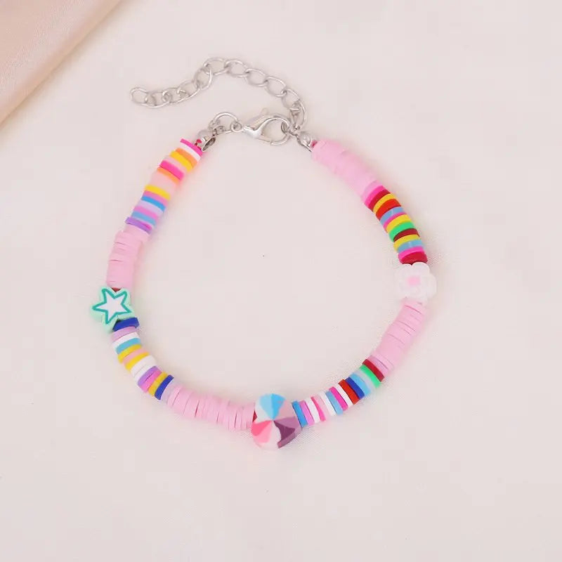 SC New Design Trendy Elastic Bracelets Star Flower Elastic Bracelet String Adjustable Polymer Clay Bracelet for Women Jewelry