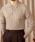 Custom Men's Solid Knit Polo Sweaters Breathable V-Neck Open Pullover with Logo Winter Ribbed Knitted V-Neck Shirt