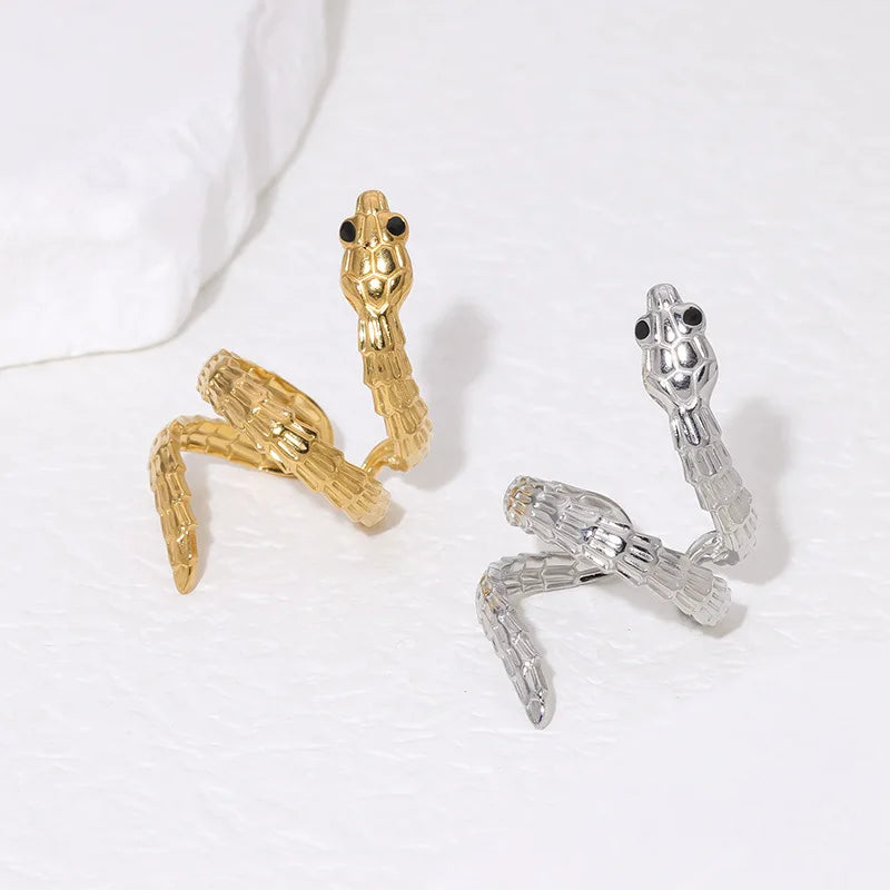 Beimai OEM Anillos De Compromiso Snake-shaped Ring French Texture Niche Design 18K Gold-plated Stainless Steel Ring