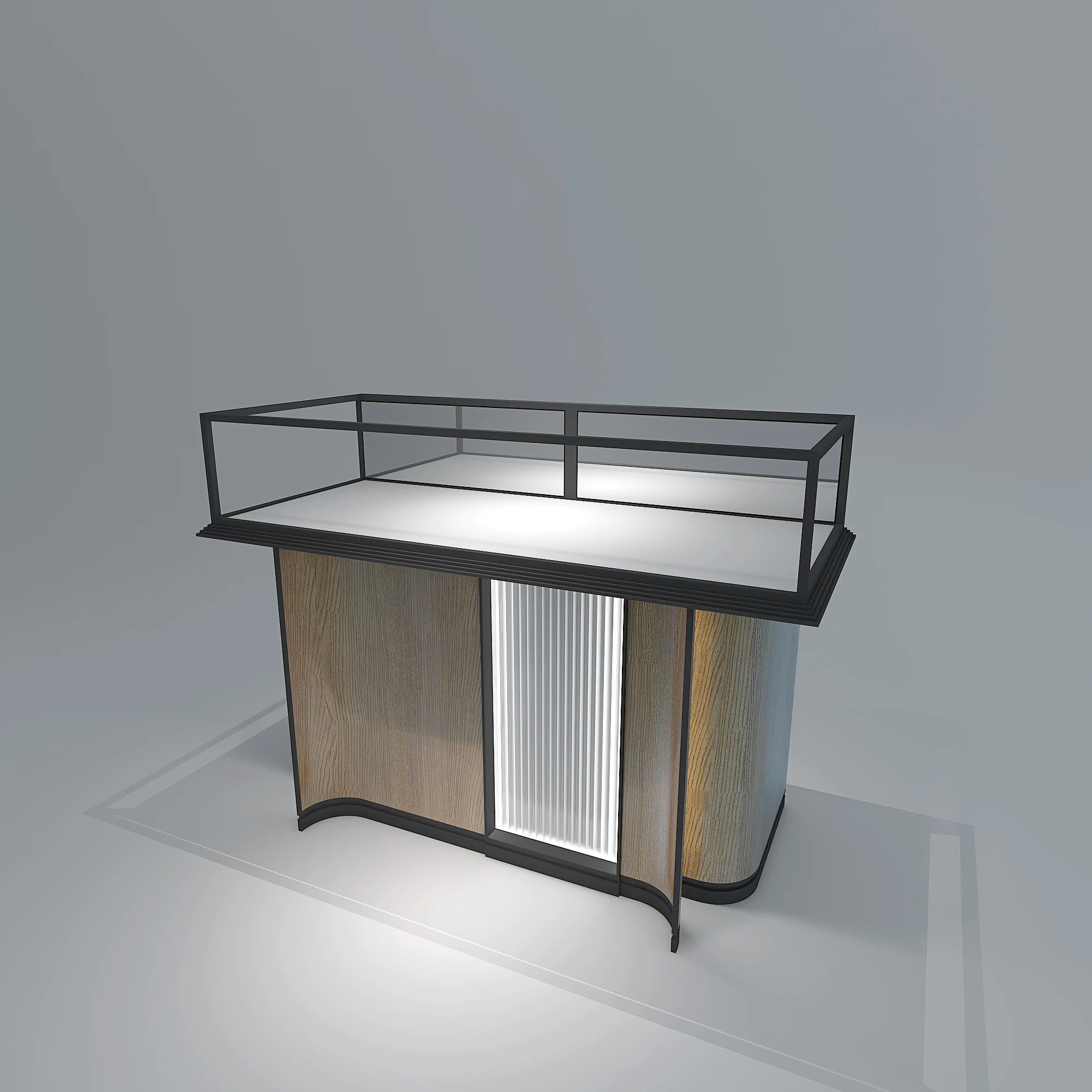Free Design Ultra Clear Tempered Glass Counter Custom Jewelry Showcase Display Luxury With Led Light