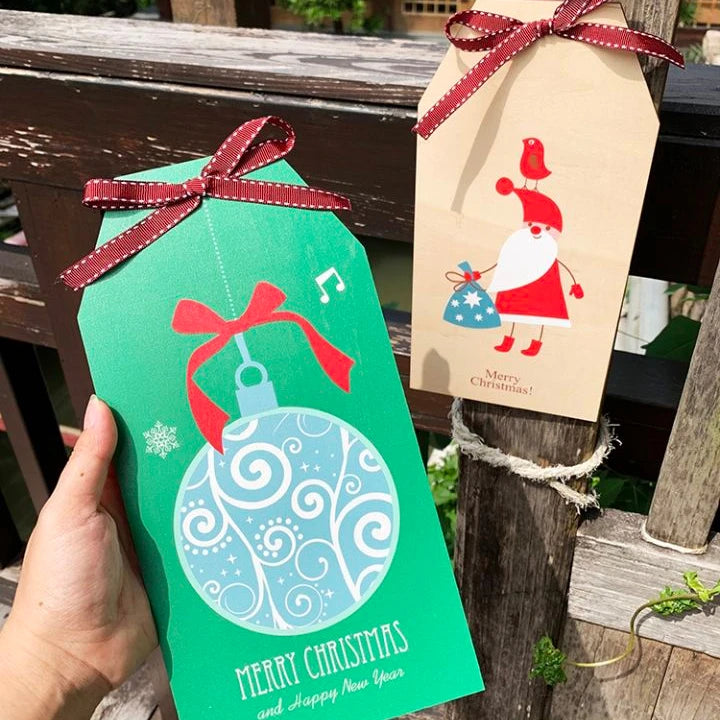 Christmas Gift Decorations 2025 Wood Christmas Card Sign Plaque Tag with UV Printing for Gift Decor