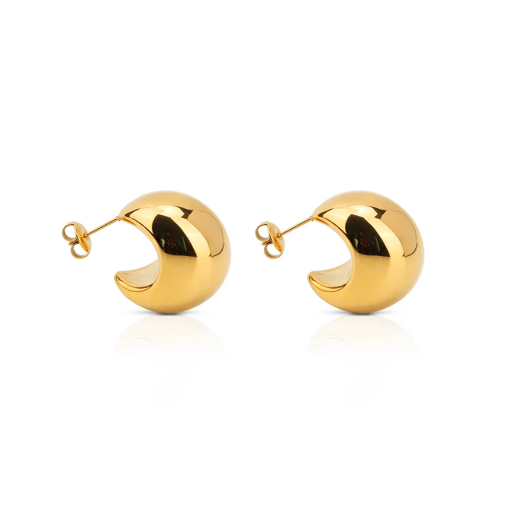 Chris April Fashion Jewellery 316L Stainless Steel Pvd Gold Plated Non-tarnish 3D Stud Earrings