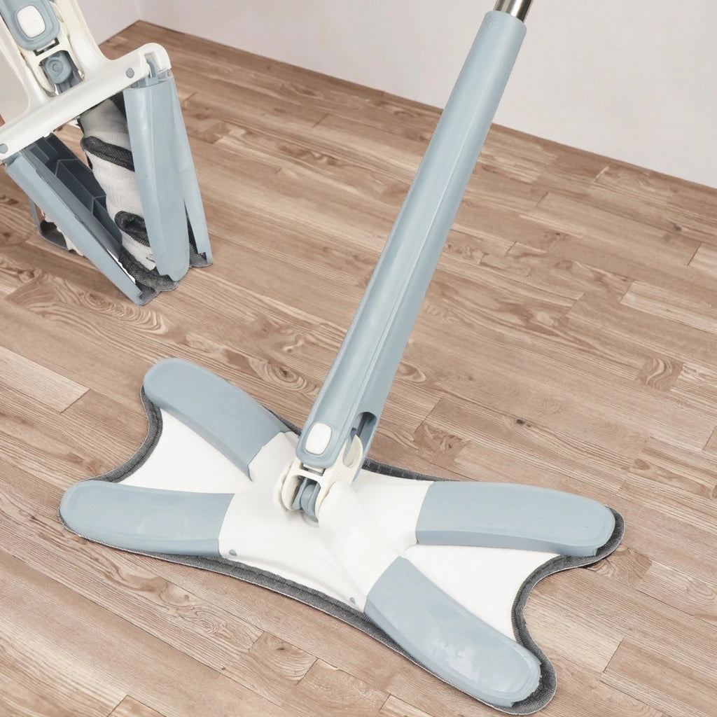 Free Hand 360 Spin Stainless Steel Butterfly Mop with Telescopic Handle Eco-Friendly Factory Direct Sale Household Cleaning Mop