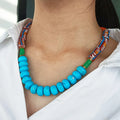 New Arrival Natural Resin Brass Classic Colorful Bead Women's Custom Long Choker Bridal Anniversary Necklace