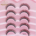 Abestyou 5 Pairs d Curl Fluffy Soft Strip Hair Eyelashes with Thin Lash Band Eyelash Vendor Customized Boxes 8d Faux Mink Lashes