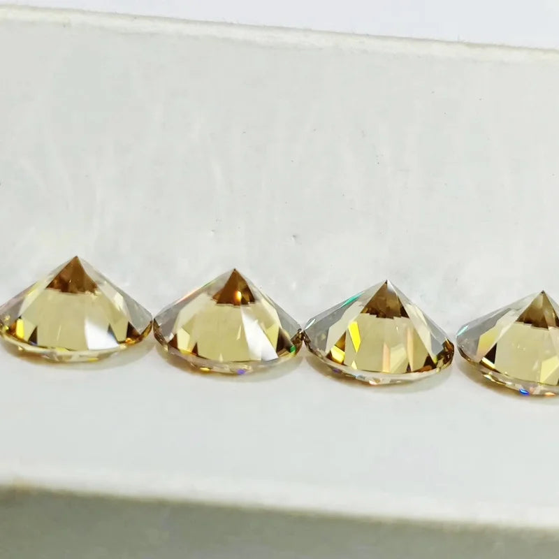 GRA Moissanites Diamond Gemstone Excellent Cut D VVS Champagne Color Loose Round Moissanites