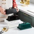 Household Glazed Rectangle Butter Dish Bulk Cheap Green Black White Ceramic Butter Dish With Lid