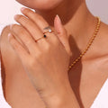 Adjustable Zircon Ring Super Thin Gold Plated Jewelry Tarnish Free Stainless Steel Women Jewelry