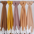 Scarf Manufacture Thick for Women Yiwu Lace Chiffon Plain Bubble Muslim Hijab