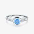 Ailmay New 100% 925 Sterling Silver Fashion Sparkling Blue Zirconia Finger Ring for Women Luxury Wedding Engagement Fine Jewelry