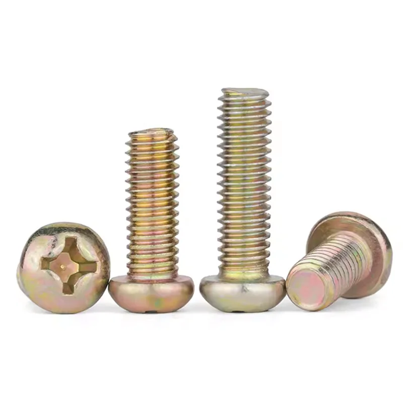 Carbon Steel Color Zinc Plated M5 X 40mm Phillips Cross Shaped Pan Round Head Machine Screw Bolts