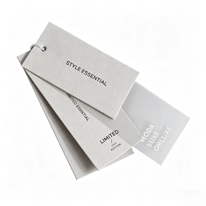 Wholesale Custom There Set Print Labels Art Paper Pvc Clothing Hang Tags hang Tag Clothing With Black Rope