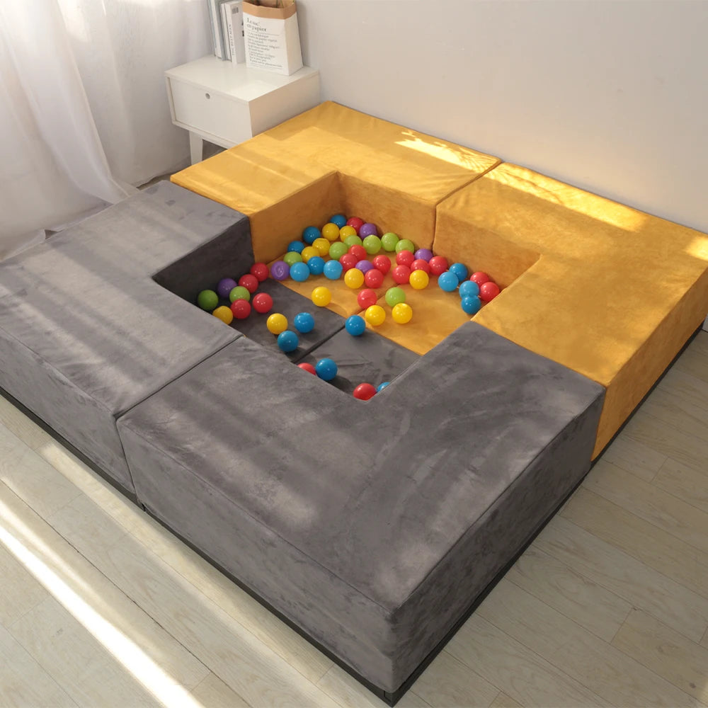 NEWLY Ball Pool Design Foam Kids Sofa CertiPUR-US Modular Living Room Play Sofa Soft Folding Children Play Couch
