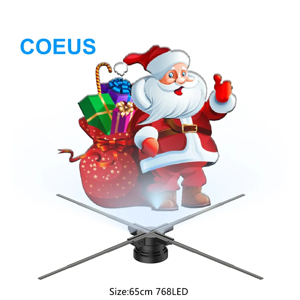COEUS 4 Blades 3D Holographic LED Advertising Fan 65CM 768 LED Projector Display Machine for Outdoor Education OEM Supplier