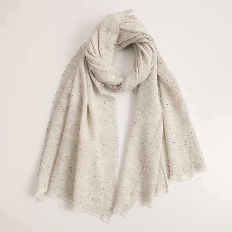 Luxury Design Twill Woven Autumn Winter Women's Herringbone 100% Wool Shawl with Short Eyelash Tassel