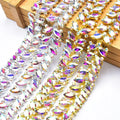 Leaf Rhinestone Chain Bling AB Color Diamante Belt Trim Metal Strass Applique Ribbon Decorative Clothing Shoes Accessories