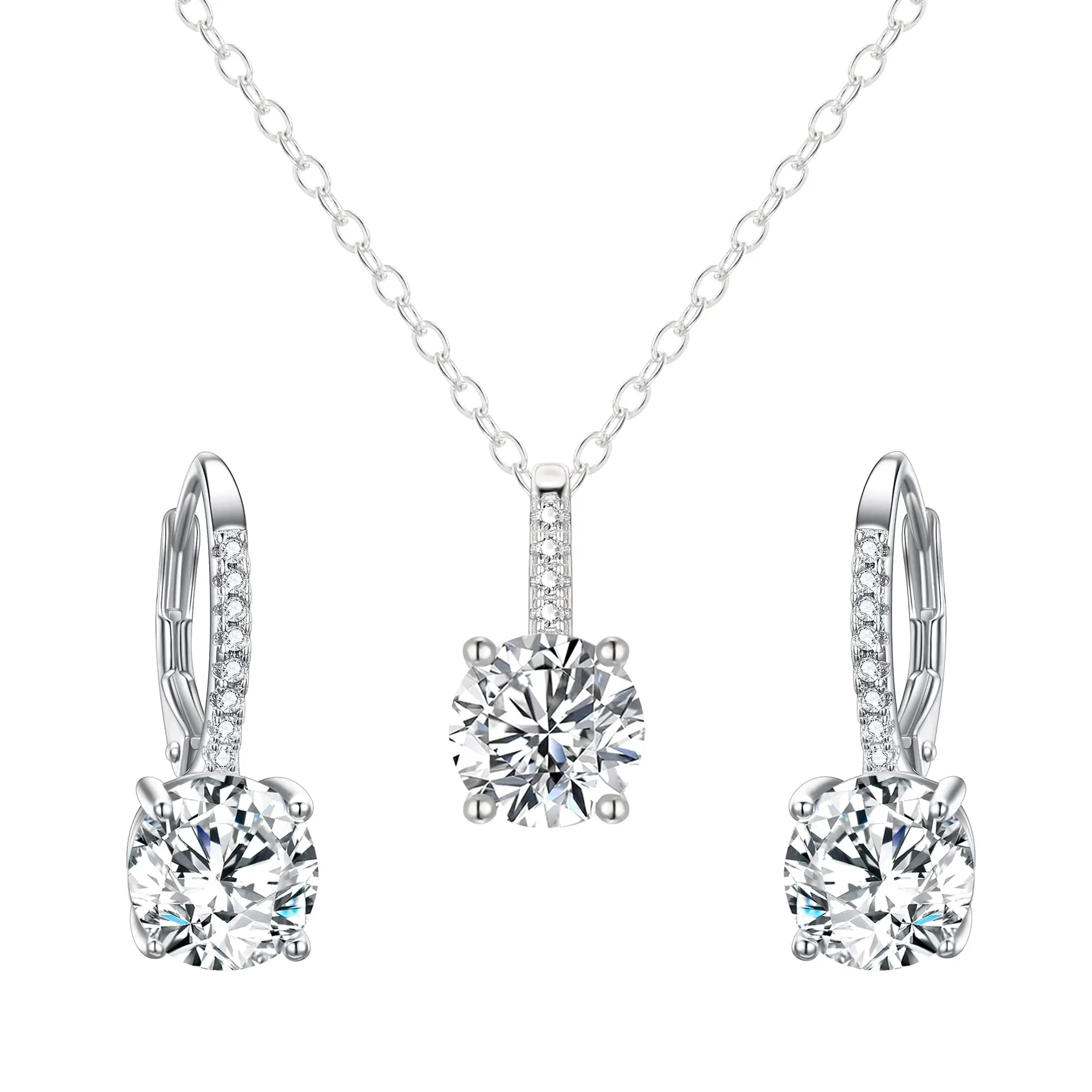 Custom Fine Jewelry Sets 925 Sterling Silver Necklace and Earrings for Women