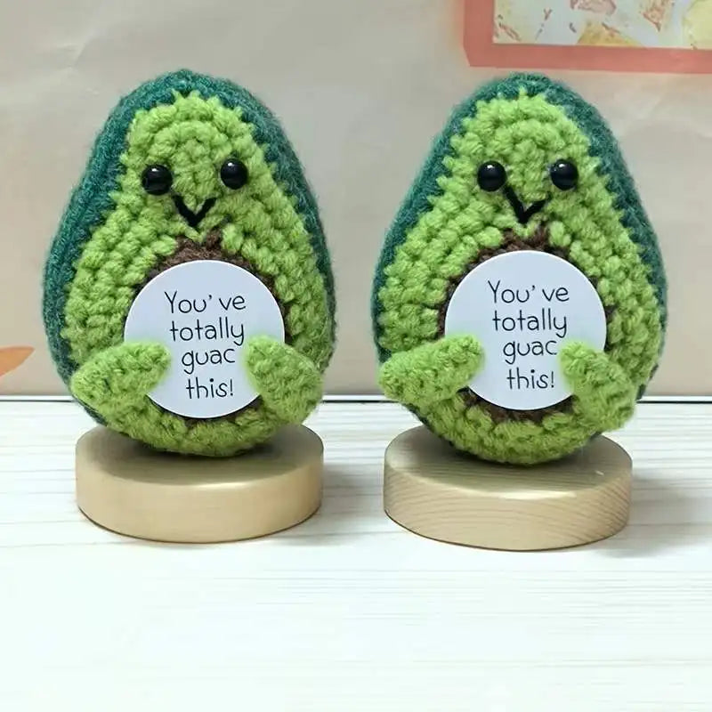 2024 Mini Funny Positive Avocado Crochet Wool Knitted Potato Doll Cute Novelty Gift for New Year Birthday Encouragement Friend