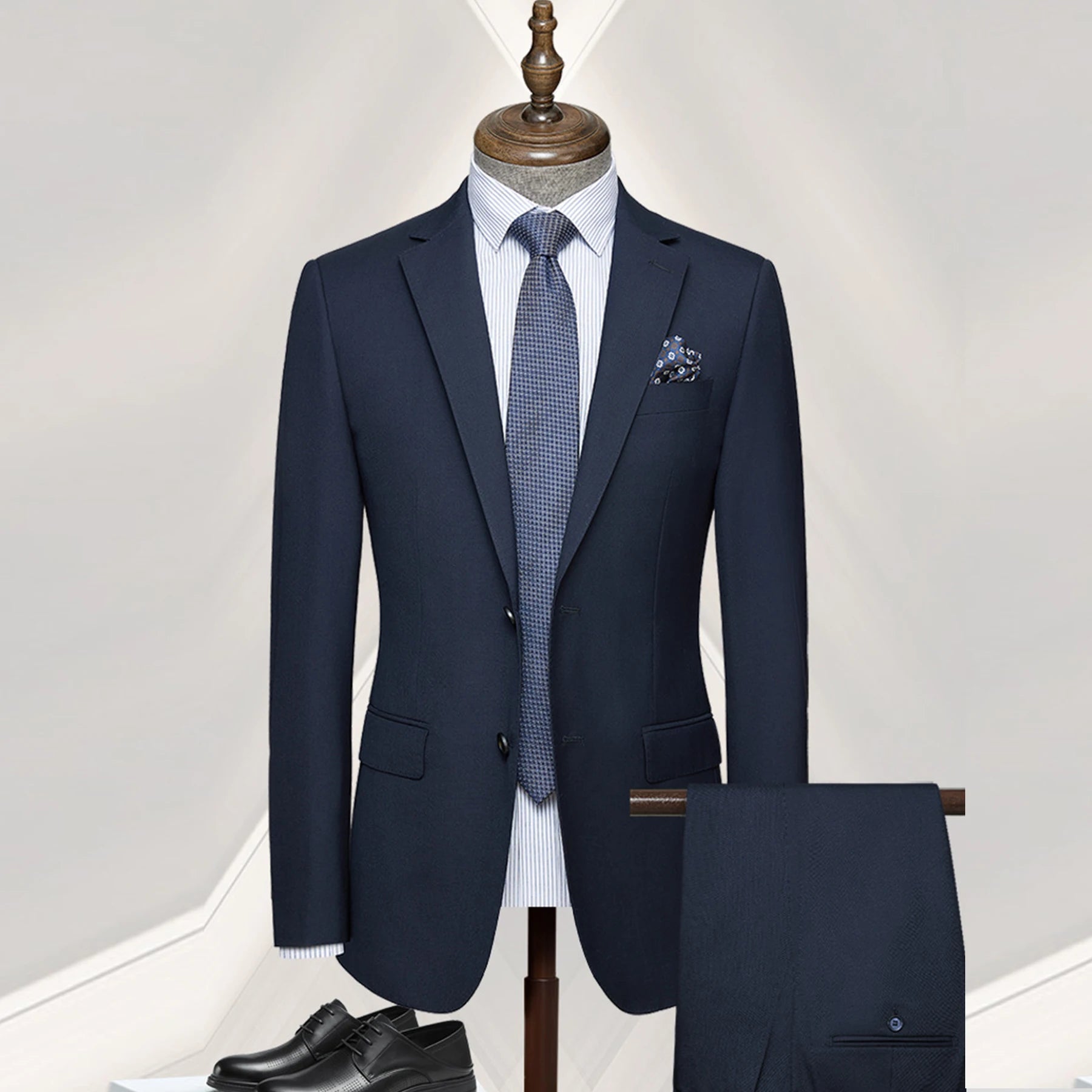 Wool Lapel Slimming Single-breasted Banquet Men's Suit Business Workwear Two-piece High-grade Groom's Suit Set