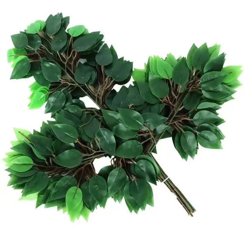 Artificial Green Ficus Tree Branches Silky Faux Flower Spray for Home or Wedding Birthday Party Decor