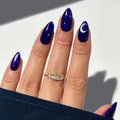 Private Label Artificial Fake Nails Wholesale Luxury Custom Stars Moon Art Design Dark Blue Short Almond Soft Gel Press on Nails