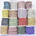 10 Meters/Roll 2.5/3/4mm Silver/Gold Base Claw Crystal Trim Dense Rhinestone Cup Chain for Shoes Clothes Bags Accessories