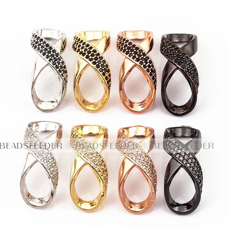 Clear/Black Micro Pave Infinity Tube Spacerfit for 6mm Leather Cord Findings Jewlery Supplies 23mm1pc N07