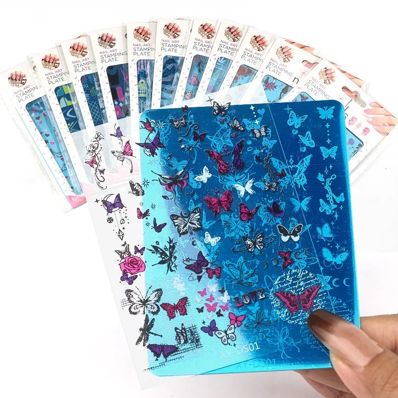 Multiple Patterns Nail Art Stamp Artistic Design Template Manicure Transfer Tool Stainless Steel Nail Stamping Plate