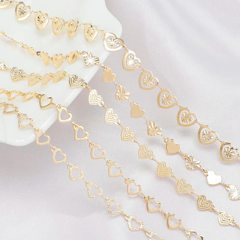Heart Shaped Chain Women Brass 18k Gold Plated Astral Chain Necklace Accessories Jewelry Findings