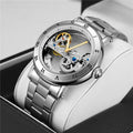 FORSINING S1003 Double Side Cool Transparent Automatic Men Watch Top Brand Luxury Skeleton Black Steel Men Wristwatch Relogio