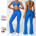 w Omen's Tight Yoga Wide Leg Set Cross Strap Fitness Sports Bra and Wide Leg Pants Padded Yoga Bra Tops and Pants Set