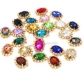 HFOUR AB Color Rhinestone Cup Chain 3D 13*18mm Oval Shape Flatback Crystal Buckle 16 Facets Motif Made of Glass
