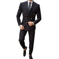 Black Suits for Men Fashion Peaked Lapel Double Breasted Male Blazer Smart Casual Formal Wedding Tuxedo Slim 2 Piece Set