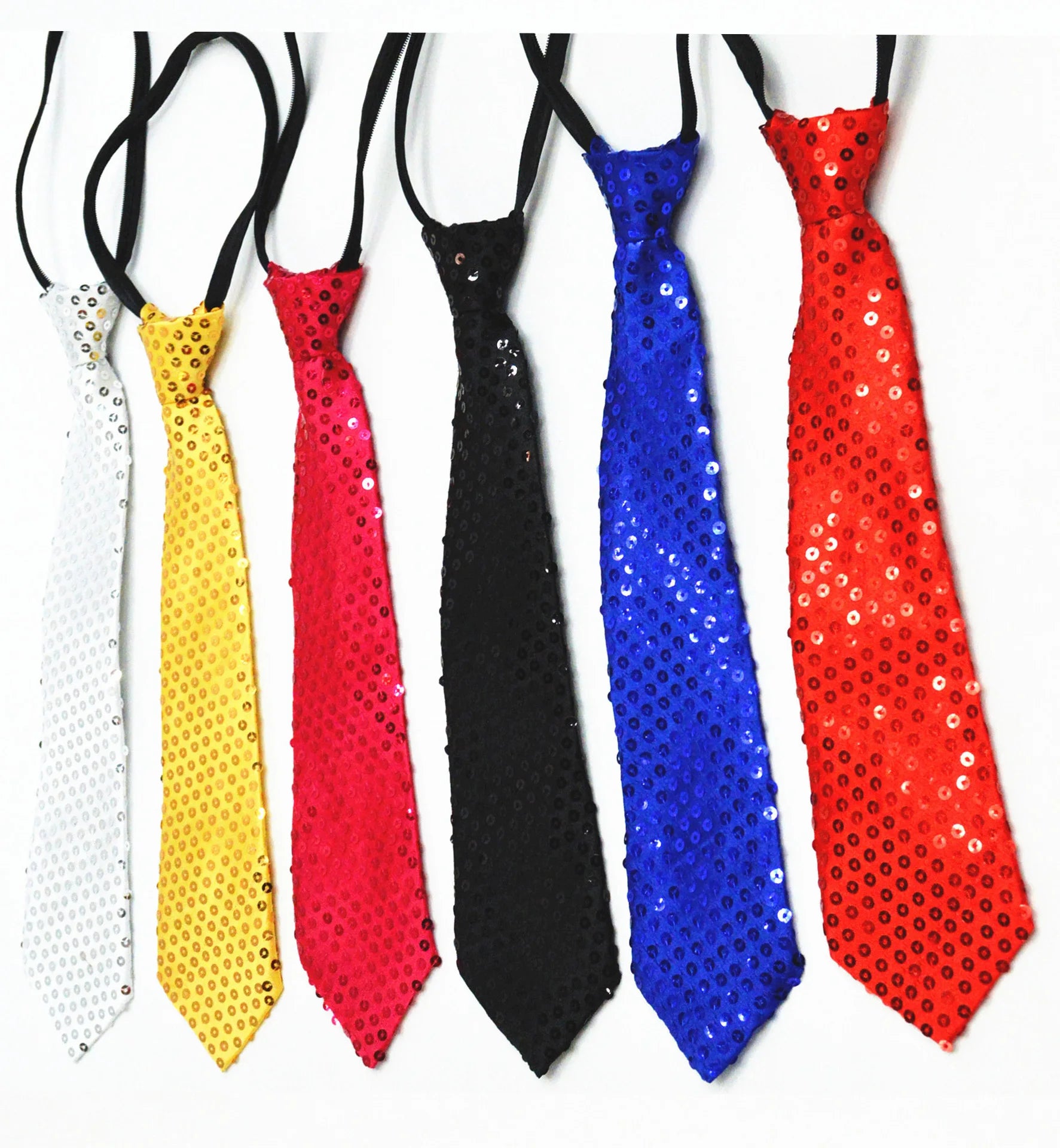Sequined Tie Adults Student Necktie a Version of Paillette Gravata Easy to Pull Tie Hip Hop Dance Magic Zip Tie