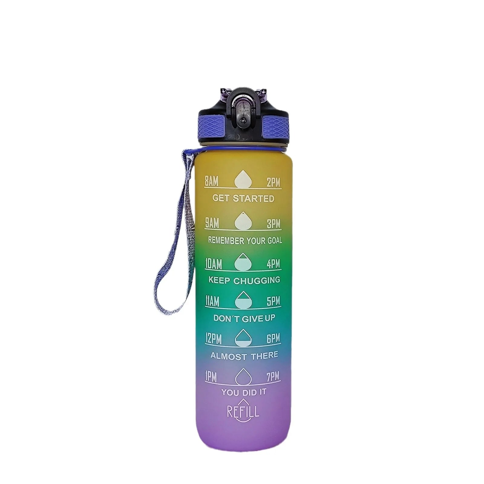 Direct Drinking 32oz Motivational Bottle Water Bpa Free Plastic Juice Fruit Infuser Water Bottles With Filter and Time Marker