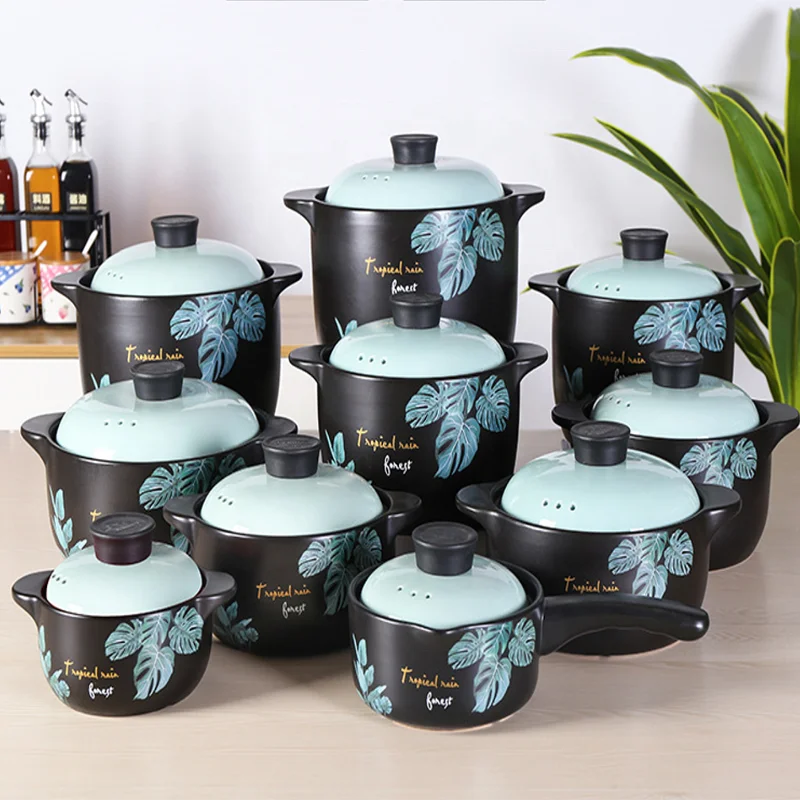 Open Fire Ceramic Pot Floor Spread Source High Temperature Resistant Health Pot Porridge Soup 24cm Gas Cooker Casserole