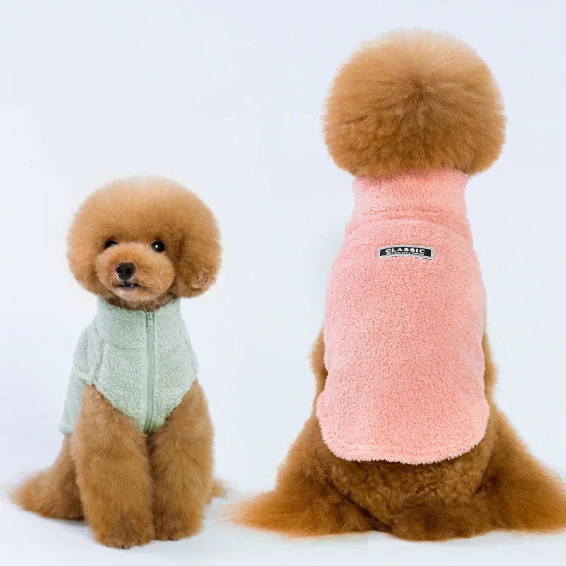Pet Clothing Winter Pet Accessories Solid Dog Clothes Plush Dog Jacket Polar Fleece Pet Apparel Dog Accessories