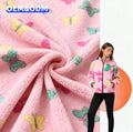 Chinese Manufacture 100% Polyester Flannel Fabric-Butterfly Printing Plain Brushed Pattern Thick Density Blanket Designed Girls