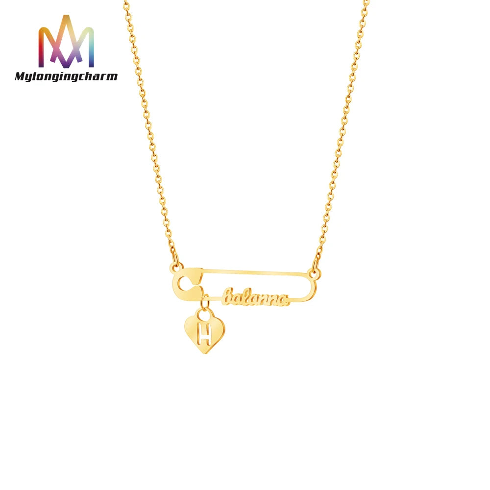 Stainless Steel Unique Letter Choker with 18K Gold Plated Link Chain Personalized Paper Clip Necklace Trendy Style