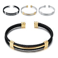 Factory Direct Sale Women's Adjustable Cuff Bracelet 316L Stainless Steel Open Multi-Layer Cable Wire Fashion Cuff Bracelets