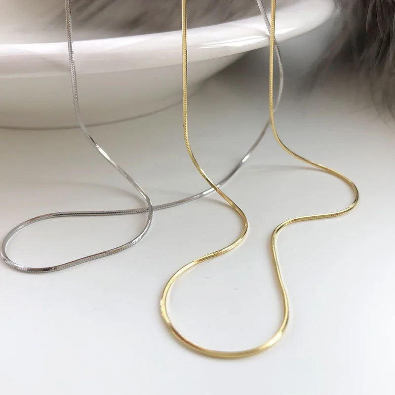 Stylish Classic Fashion Jewelry Chain Necklace 925 Sterling Silver Octagonal Snake Bone Chain for Ladies