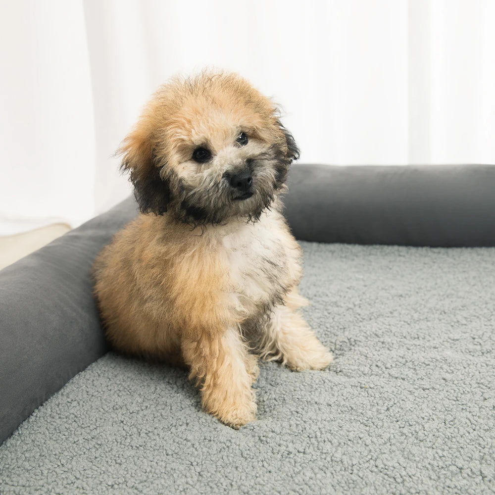 Luxury Warm Plush Rectangle Pet Beds with Removable Sofa Memory Foam & Washable Dog Bed Accessory