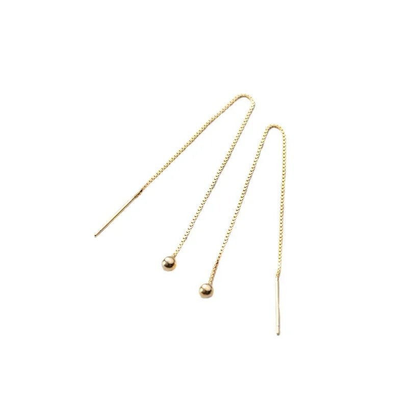 925 Sterling Silver Thread Earrings for Women Long Chain Tassel Dangling 90mm Drop Fashion Jewelry