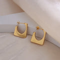European and American Trendy Stainless Steel 18k Gold Plated Geometric Open Square Stud Earring for Women Girls