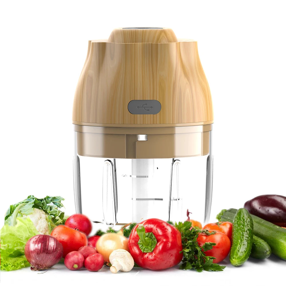 Original Factory Packaging Electric Vegetable Kitchen Gadget Garlic Chopper Plastic Construction USB Rechargeable for Commercial
