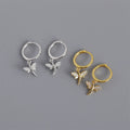 New Trendy 18k Gold 925 Sterling Silver Fashion Dragonfly Zircon Hoop Earrings for Women