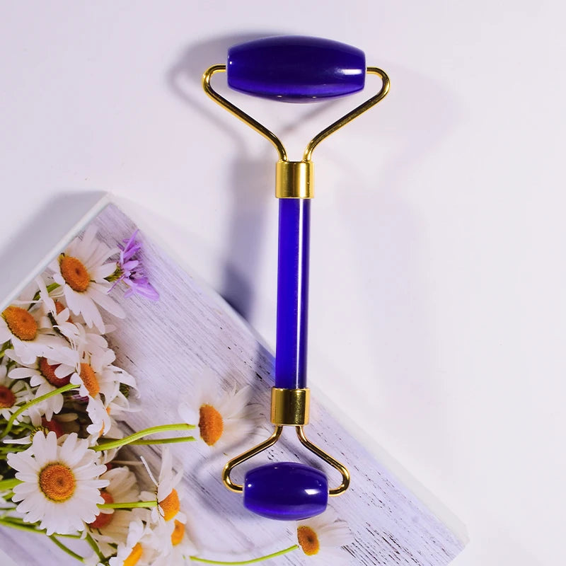 Diy Detachable Blue Cat Eye Jade Facial Roller Double Diy Roller Skin Care & Tools
